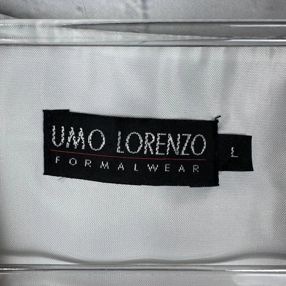 Umo Lorenzo Men's Textured Geometric Print Satin Lined Formal Vest Size L, Cream